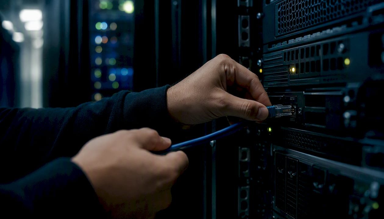 1785968399585 Hands plugging network cable into server port VWO vs Optimizely: comparativa para equipos LG DATAONE 1 Manos conectando un cable de red al puerto de un servidor