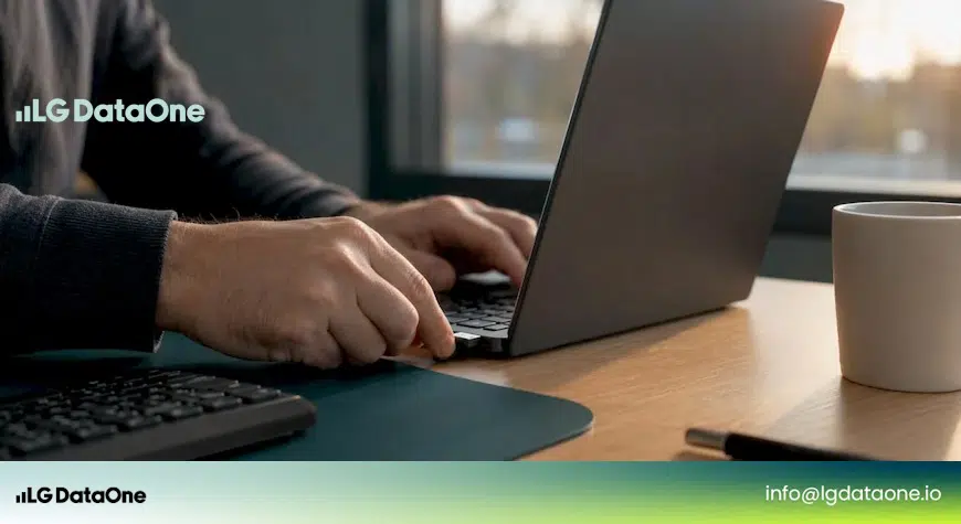 VWO vs Optimizely VWO vs Optimizely: comparativa para equipos LG DATAONE 1 Unas manos conectan un USB al portátil sobre el escritorio. VWO vs Optimizely